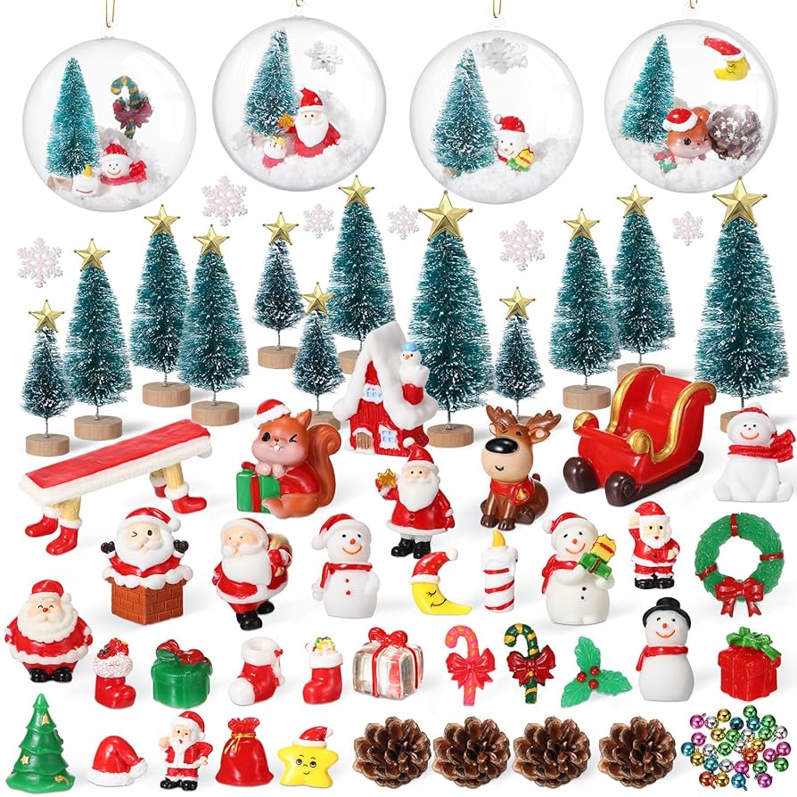 Amazon.com: 96 Pcs Miniature Ornaments for Snow Globe Kit